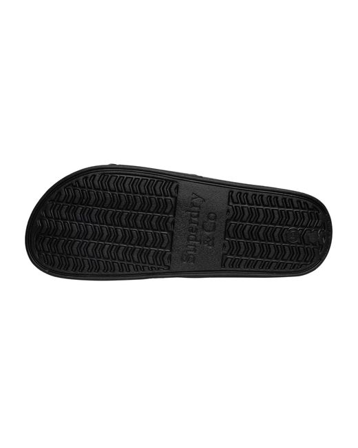 Superdry Black Premium Graphic Pool Sliders for men