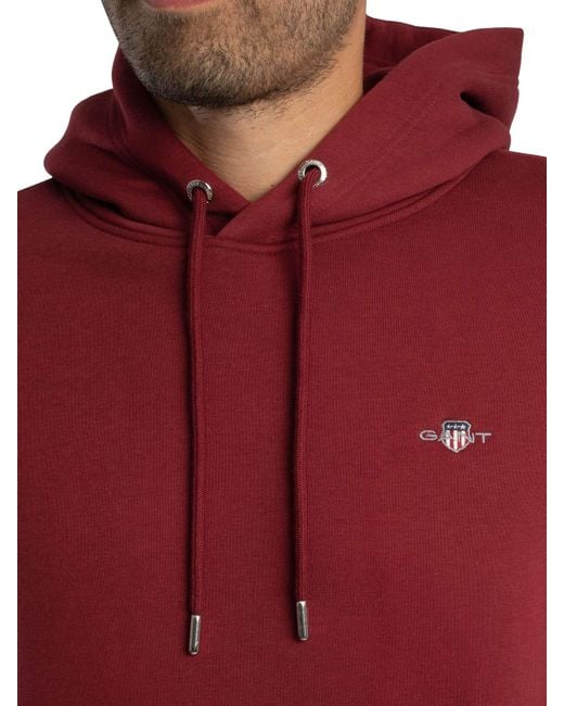 Gant Red Regular Shield Pullover Hoodie for men