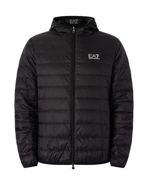 EA7 Black Woven Down Jacket for men