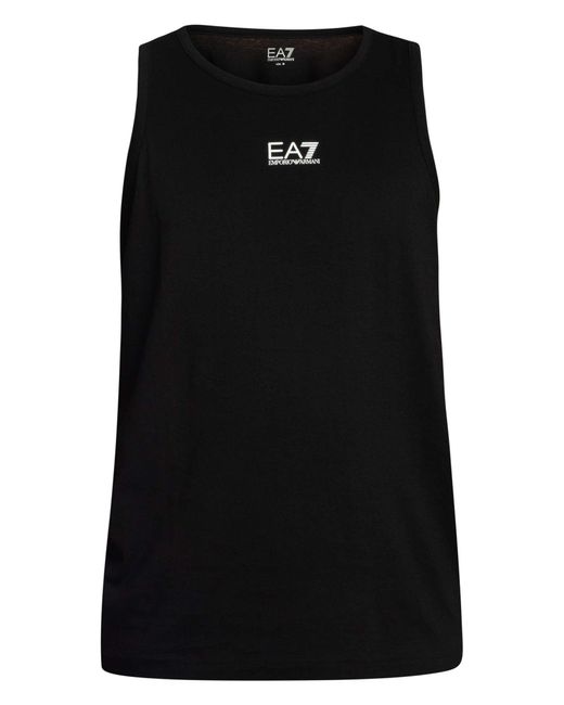EA7 Black Logo Slim Vest for men