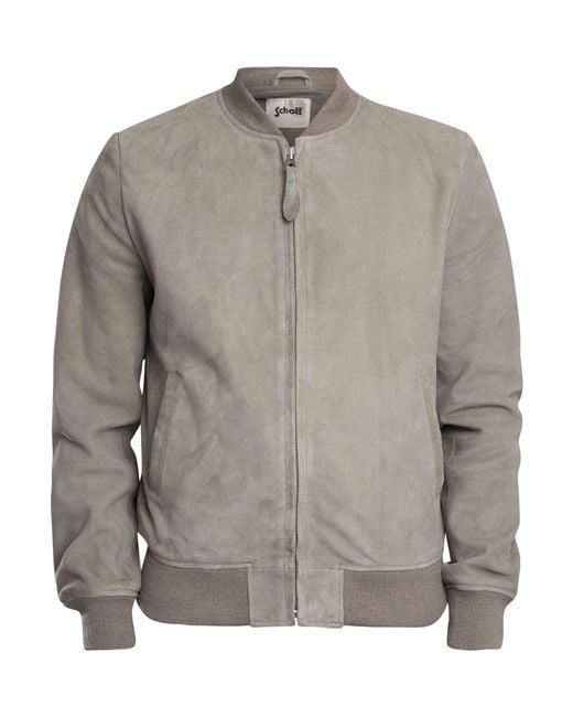 Schott Nyc Gray Suede Bomber Jacket for men