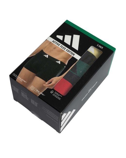 Adidas Black 5 Pack Active Flex Cotton Trunks for men