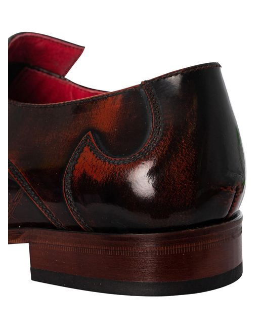 Jeffery West Brown Polished Leather Loafers for men