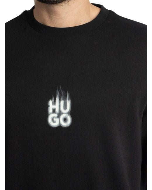HUGO Black Dalsar Back Fade Logo T-shirt for men