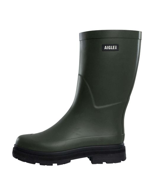 Aigle Green Mid Rain Wellington Boots for men