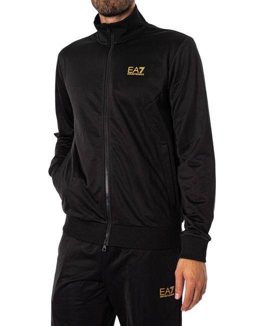 EA7 Black Logo Zip Tracksuit for men