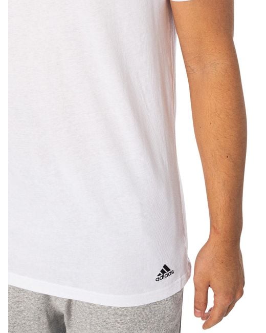 Adidas White 3 Pack Lounge Crew T-shirts for men
