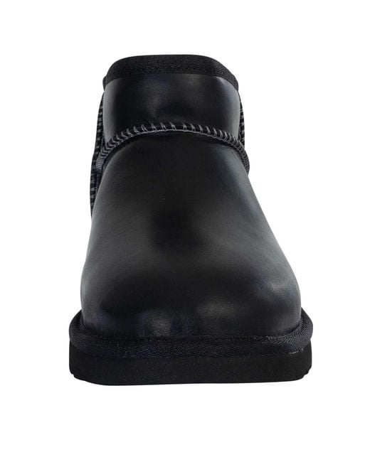 Ugg Black Classic Ultra Mini Leather Boots for men