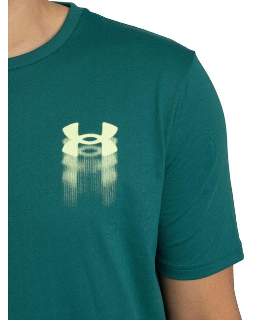 Under Armour Green Blur Logo Back Graphic Loose T-shirt for men