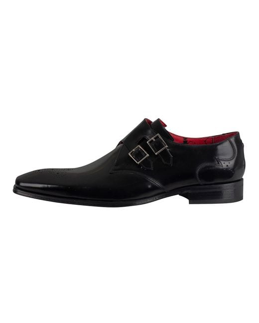 Jeffery West Black Scarface Double Monk Strap for men