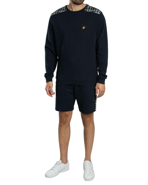 Lyle & Scott Blue Check Panelled Sweatshirt for men
