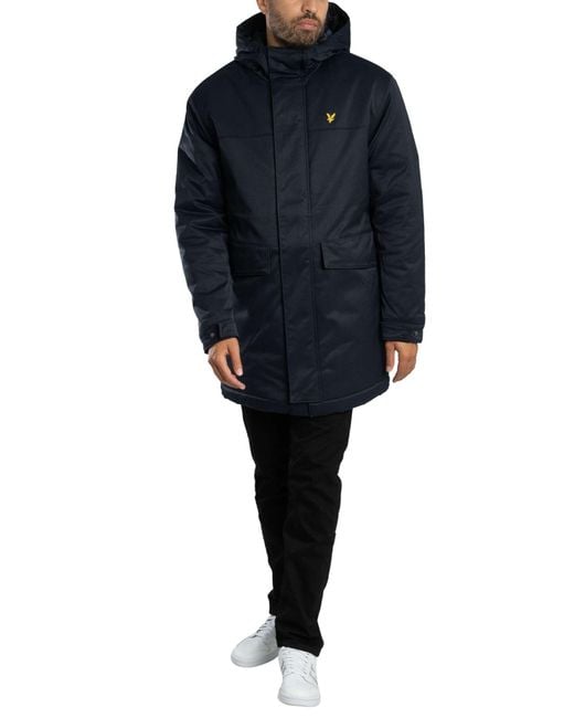 Lyle & Scott Blue Padded Parka Jacket for men