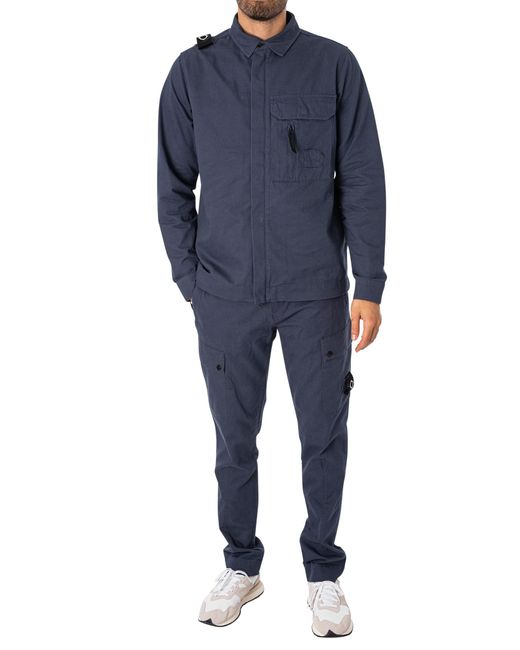 Ma Strum Blue Tapered Cargo Trousers for men