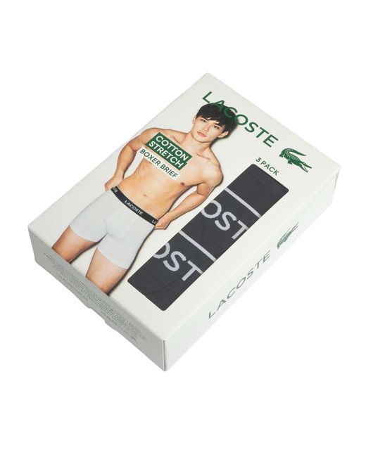 Lacoste Black 3 Pack Boxer Briefs for men