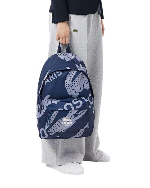 Lacoste Blue All-over Paris Backpack for men