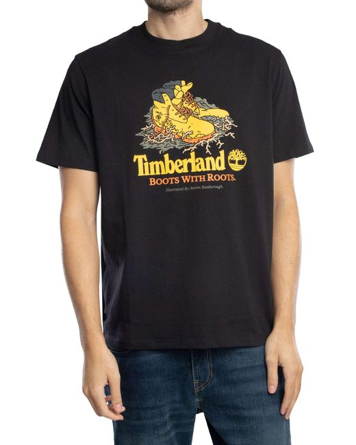 Timberland Black Front Boot Graphic T-shirt for men
