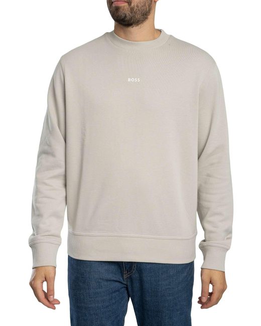 Boss Gray Wesmallcrew Sweatshirt for men