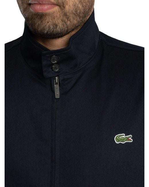 Lacoste Blue Water Repellent Twill Harrington Jacket for men