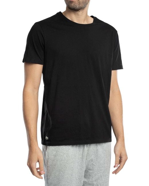Lacoste Black 3 Pack Crew Lounge T-shirts for men