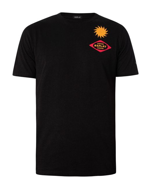 Replay Black Garage Back Logo T-shirt for men