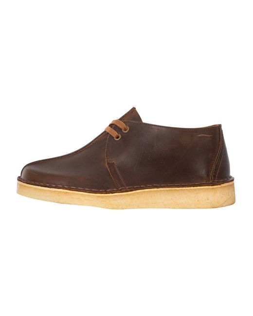 Clarks Brown Desert Trek Leather Shoes for men