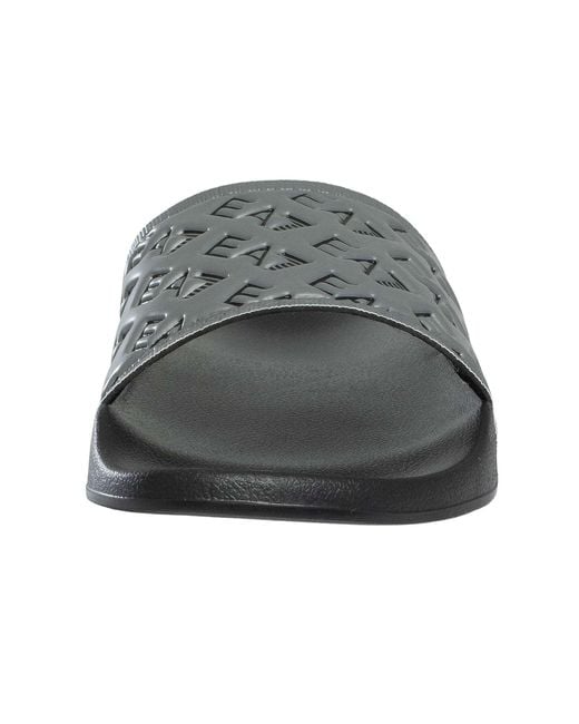 EA7 Black Logo Pattern Sliders for men