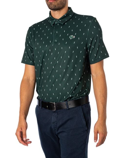 Lacoste Green Anti-uv Printed Golf Polo Shirt for men