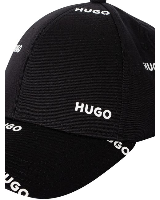 HUGO Black Jake Logo Pattern Baseball Cap for men