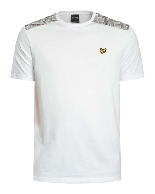 Lyle & Scott White Check Panelled T-shirt for men