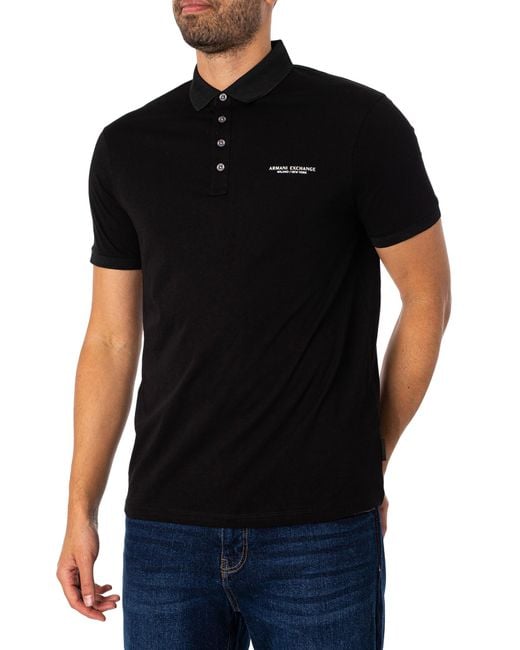 Armani Exchange Black Chest Brand Polo Shirt for men