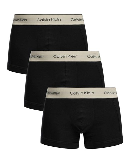 Calvin Klein Black 3 Pack Heritage Cotton Stetch Trunks for men