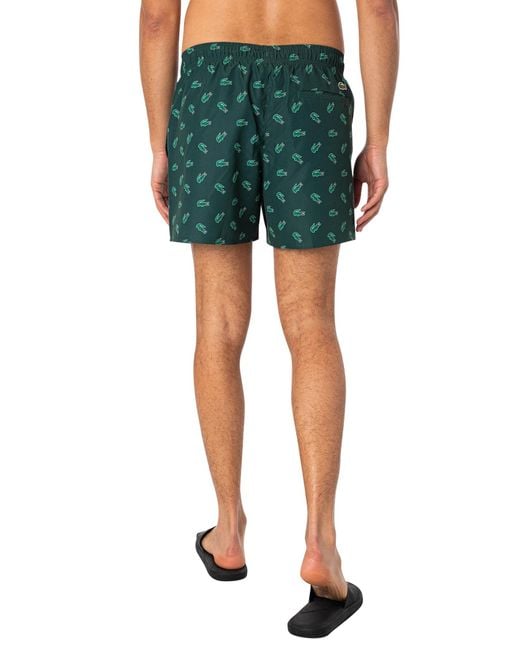 Lacoste Green Croc Pattern Swim Shorts for men