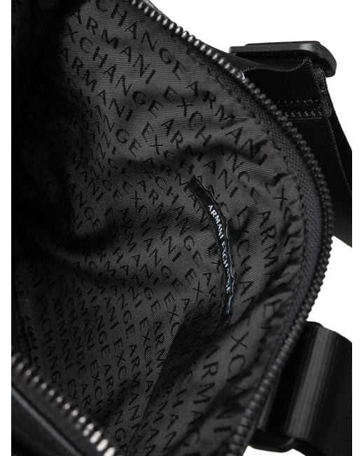 ARMANI EXCHANGE Black Embedded Brand Messenger Bag for men