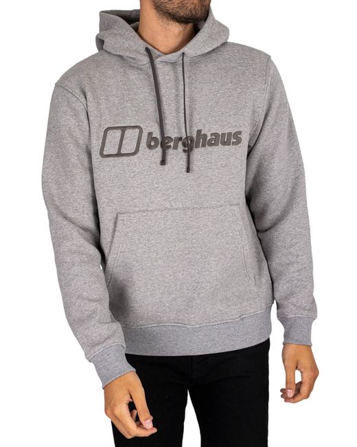 Berghaus Cotton Logo Pullover Hoodie in Dark Grey (Gray) for Men | Lyst