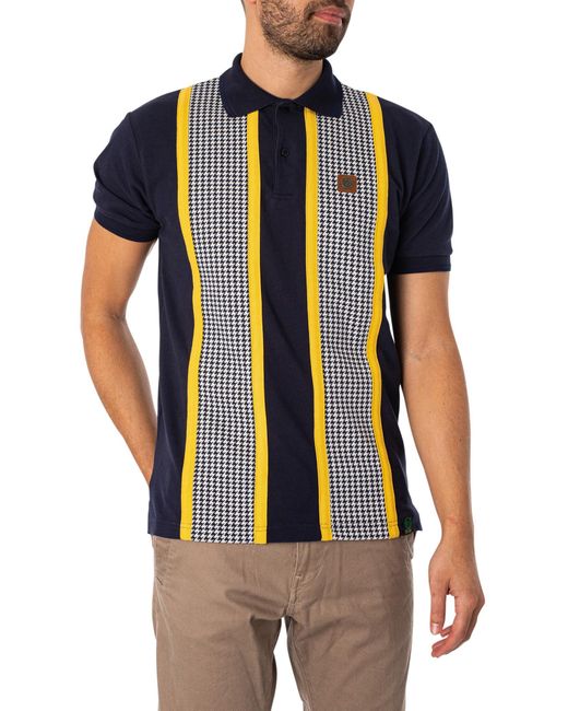 Trojan Blue Taped Houndstooth Panel Polo Shirt for men