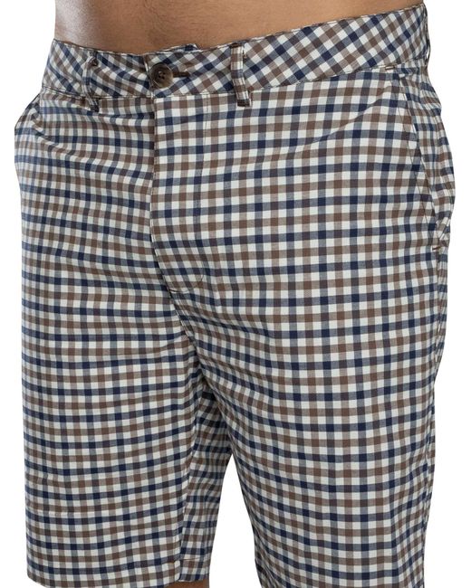 Weekend Offender Blue Ivan Check Shorts for men