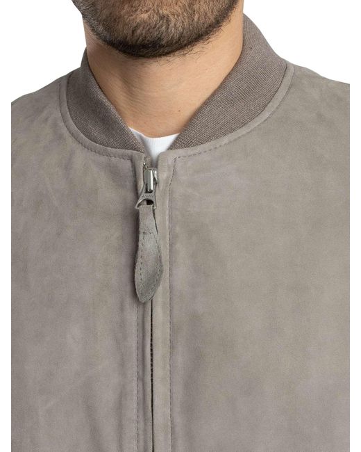 Schott Nyc Gray Suede Bomber Jacket for men