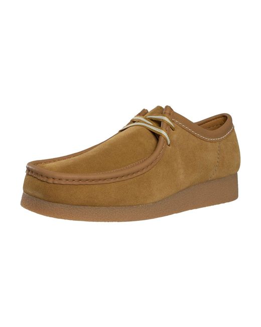 Clarks Brown Wallabee Evo Suede Shoes for men