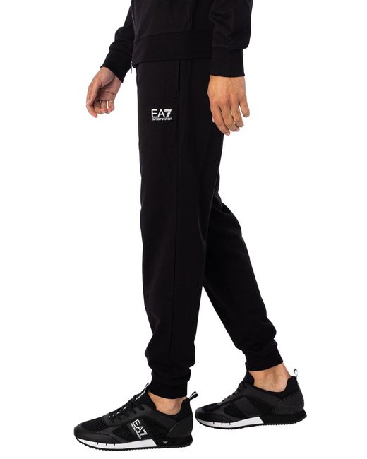 EA7 Black Zip Hooded Tracksuit for men