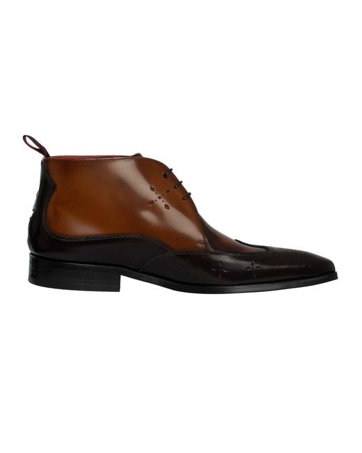Jeffery West Brown Brogue Leather Boots for men