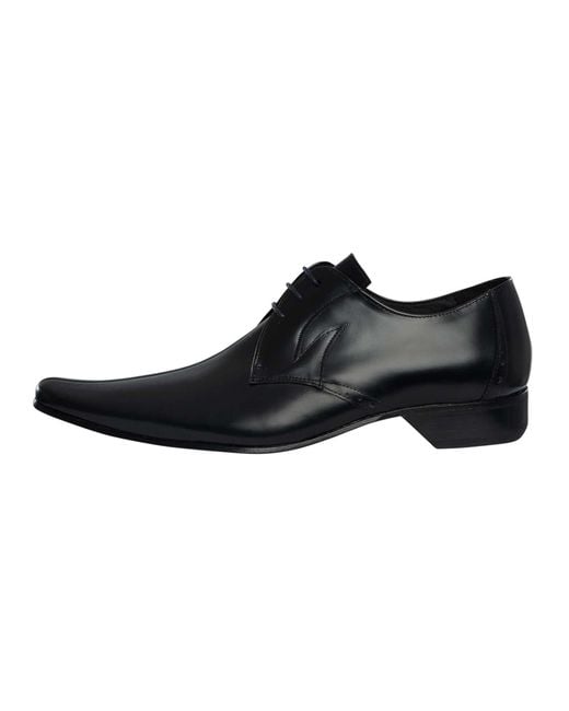 Jeffery West Black Derby Polished Leather Shoes for men