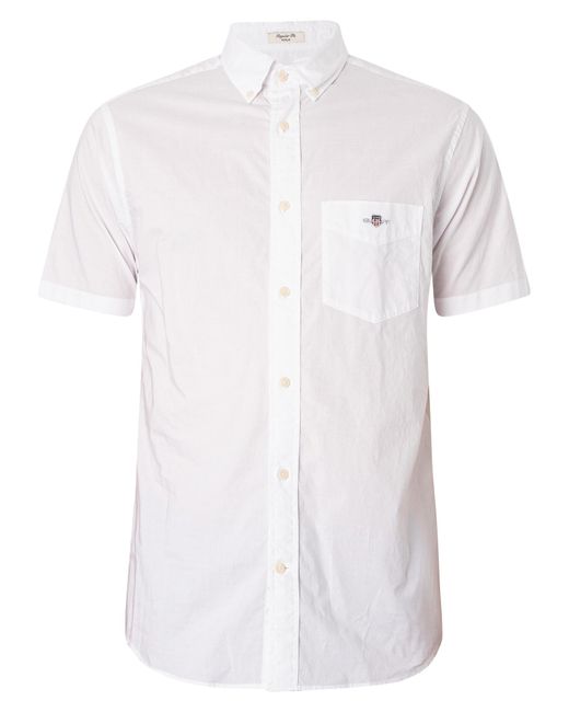 Gant White Regular Poplin Short Sleeved Shirt for men
