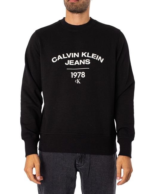 Calvin Klein Black Varsity Curve Sweatshirt for men