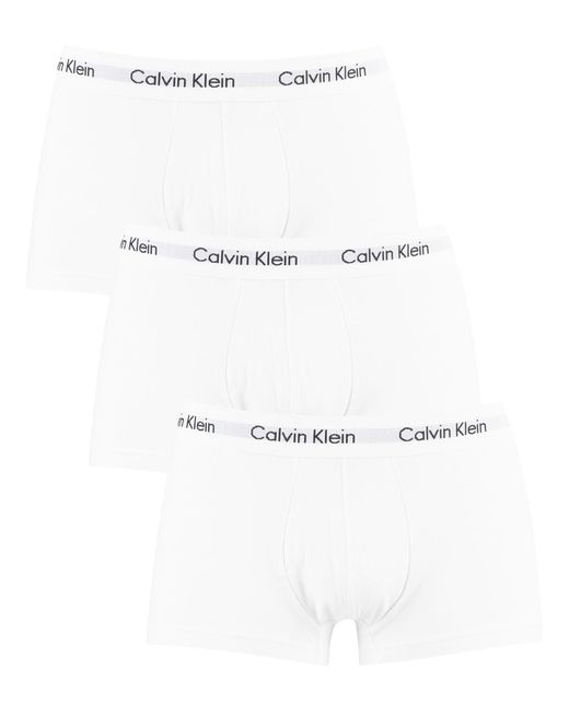 Calvin Klein White 3 Pack Low Rise Trunks for men