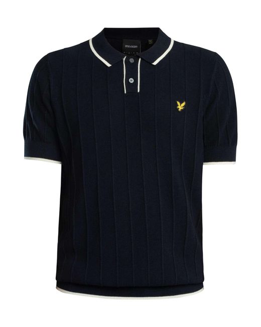 Lyle & Scott Black Tipped Knitted Polo Shirt for men