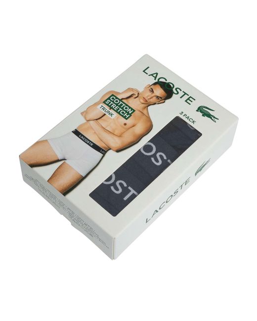 Lacoste Blue 3 Pack Cotton Stretch Trunks for men