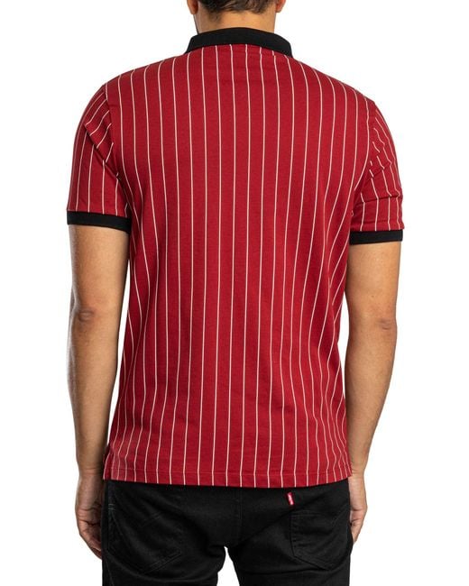 Fila Red Bb1 Classic Vintage Striped Polo Shirt for men