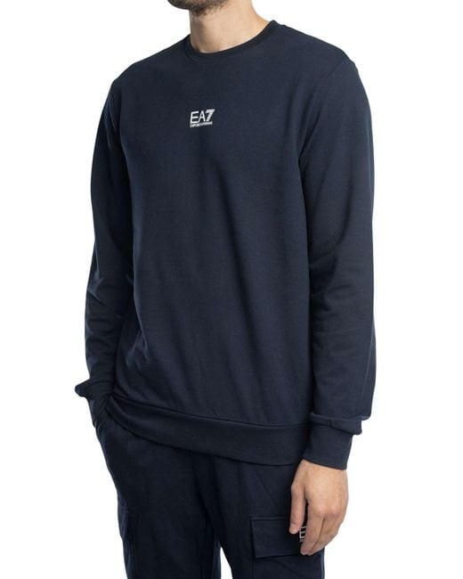 EA7 Blue Regular Logo Sweatshirt for men