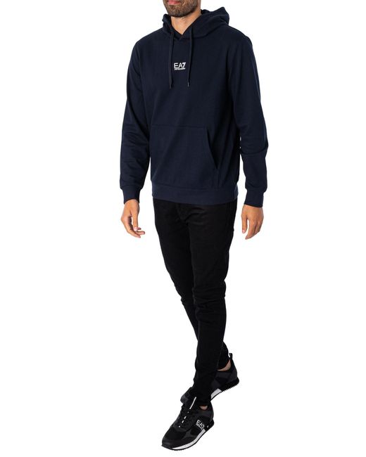 EA7 Blue Jersey Pullover Hoodie for men