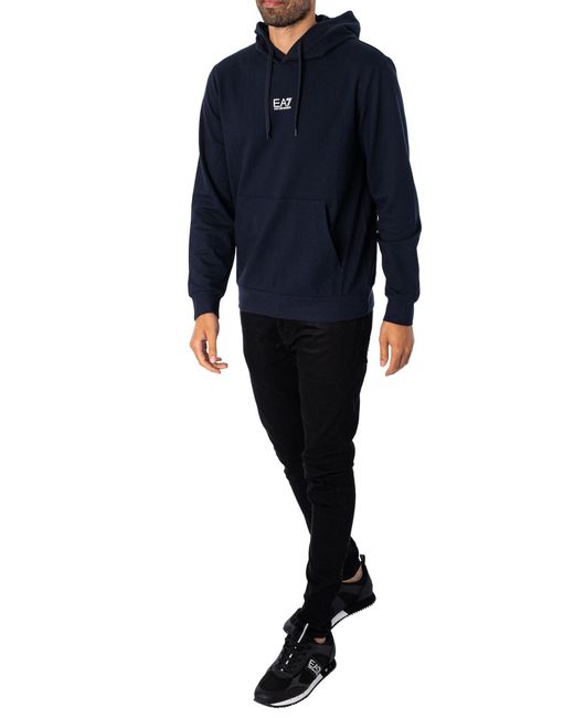 EA7 Blue Jersey Pullover Hoodie for men